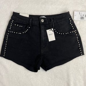 Studded Denim Shorts